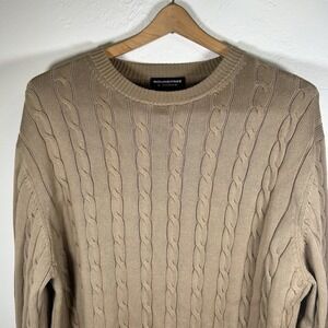 Vintage Grandpa Sweater Mens Large Brown 3D Knit Geometric‎ Roundtree Yorke
